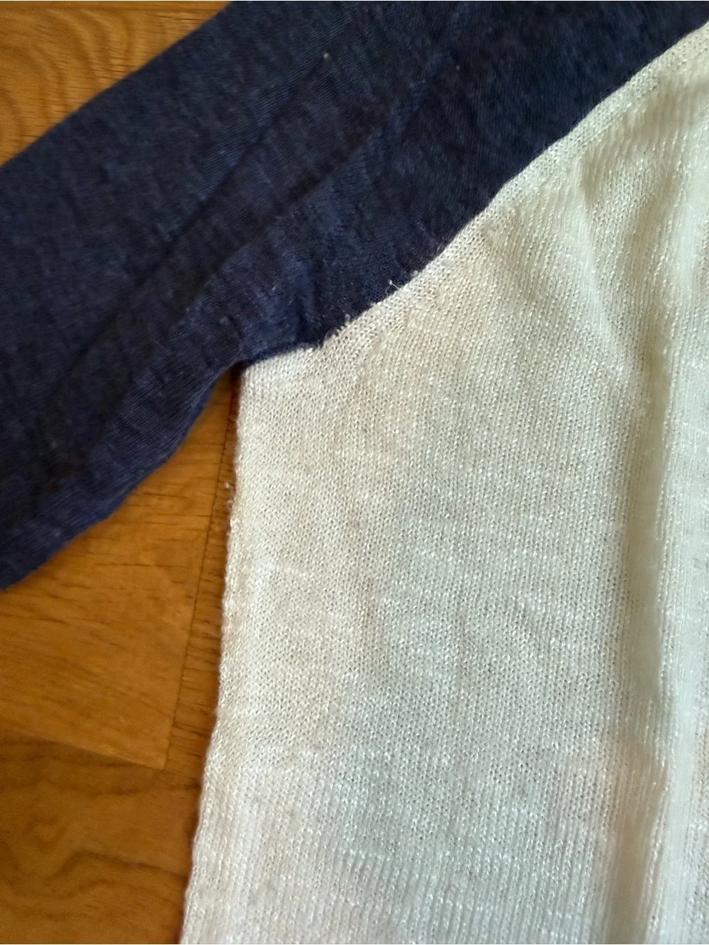 JCrew Light Cream and Navy Raglan Sleeve Women's Sweater